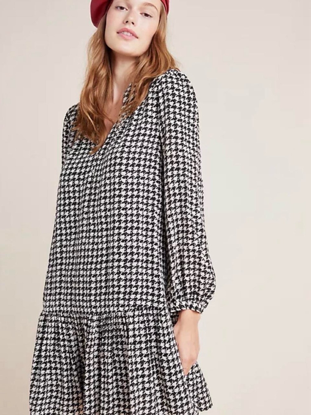 Anthropologie Maeve sterling Houndstooth Tunic Size XL